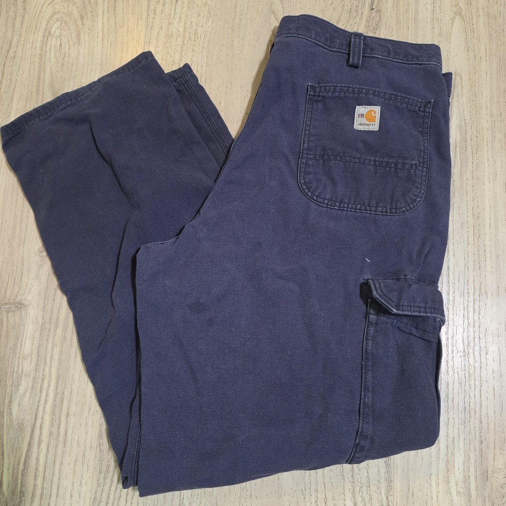 Carhartt FR Cargo Pants Mens 38x32 Navy Flame Resistant CAT 2 Work FRB240-DNY